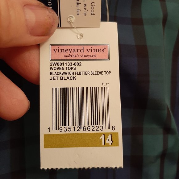 ********* PRICE DROP    Vineyard Vines Blackwatch Flutter Sleeve Top - Picture 7 of 14